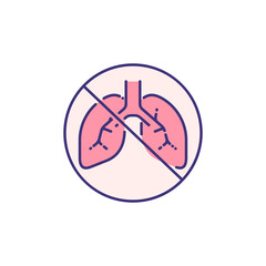illness pneumonia lungs single flat line icon isolated on white. Perfect outline symbol medical treatment Coronavirus Covid 19 pandemic banner. Quality flat design element lung disease