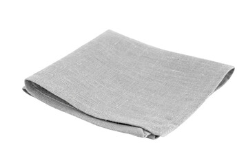 Grey folded kitchen towel. Dishcloth. Gray napkin isolated.