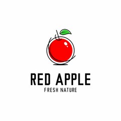 vector illustration of red apple logo, farmer logo, market logo