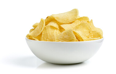 Potato chips isolated on white background