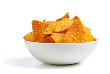 Corn chips nachos isolated on white