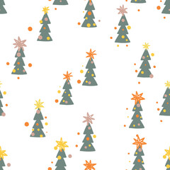 seamless pattern with christmas trees, winter pattern, holiday pattern