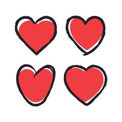 Hearts doodle collection. Heart illustrations. Hand drawn valentine's day romance symbol.