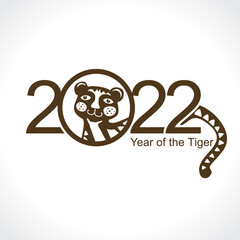 Year of tiger 2022. Vector template 2022 and Tiger head. 
