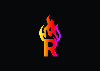 Fire R Letter Logo And Icon Design Template