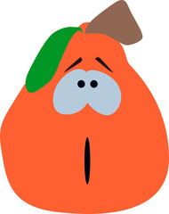 the character is a cartoon pear with eyes
