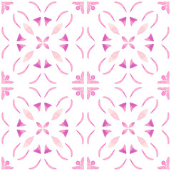 Azulejo watercolor seamless pattern. Traditional Portuguese ceramic tiles. Hand drawn abstract background. Watercolor artwork for textile, wallpaper, print, swimwear design. Black azulejo pattern.