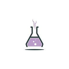 Science bottle lab logo icon design template vector