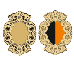 ANCIENT HERALDIC EMBLEM OF GOLD DECORATED IN BAROQUE STYLE DECORATIVE ELEGANCE LUXURY PATTERNS GOLD STOCK ILLUSTRATION