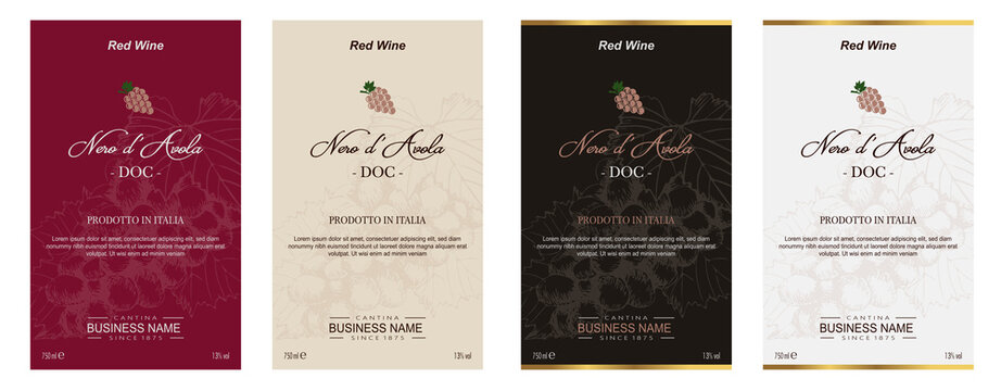 Red and white wine label. Special collection best quality grape varieties and premium wine brand