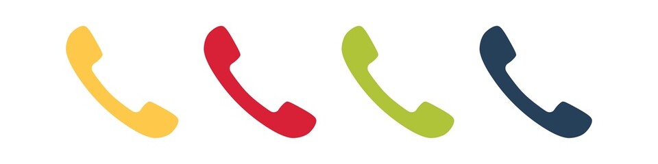 Handset phone color icon. Contact us sign. Telephone vector illustration. Mobile number call. Ringing handset isolated on white background