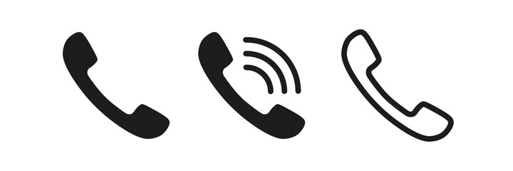 Handset phone icon. Contact us sign. Telephone vector illustration. Mobile number call. Ringing handset isolated on white background
