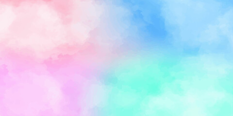 Modern creative smeared blue, purple and pink shades watercolor background for vintage card, retro template. Colorful aquarelle paper textured ink effect grungy wet pastel illustration for design. 