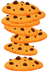 Vector illustration of sweet cookies with chocolate pieces