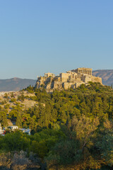 low angle view of the Acropolis in Athens, Greece