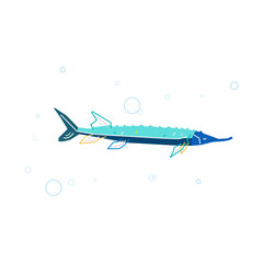 sturgeon fish animal cartoon vector illustration