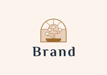Bonsai Plant Logo Design Inspiration. Vector illustration of unique bonsai. Modern Icon Design Vector.
