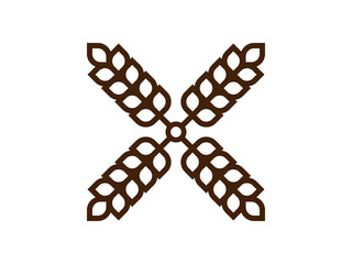 Bakery logotype with wheat ears. Windmill logo. © AndS