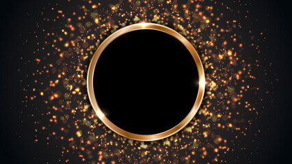 Luxury elegant background with shiny gold circle element.