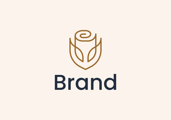 line art outline minimalist rose flower logo design.
