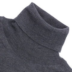 Grey turtleneck wool sweater close up