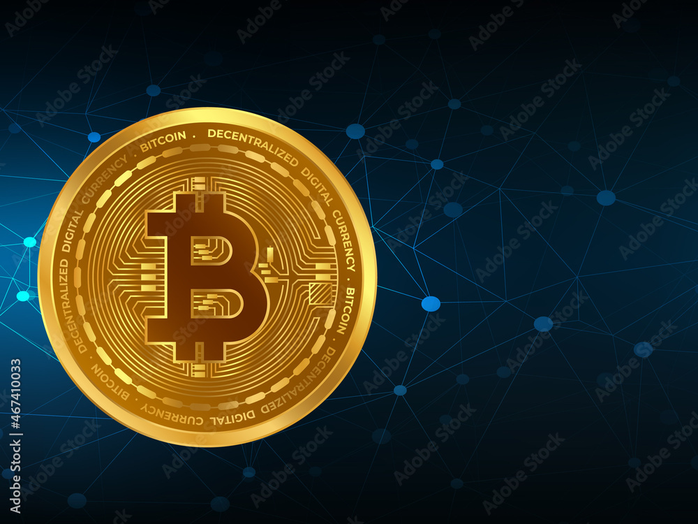 Poster 3d rendering bitcoin sign currency