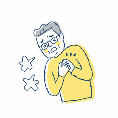 胸が苦しいシニア男性