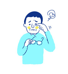 目の調子か悪い男性
