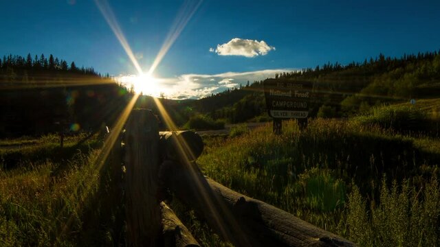 Time Lapse Shot Of Rio Grande National Forest Against Cloudy Sky During Sunset - Creede, Colorado