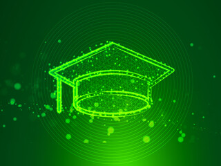 2d illustration law graduation hat with background 