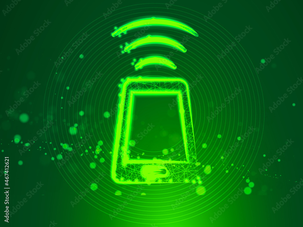 Poster 2d rendering mobile wifi with background