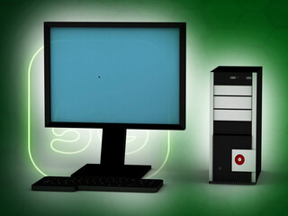 3d  illustration computer and cpu 