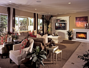 Living room interior design with furniture