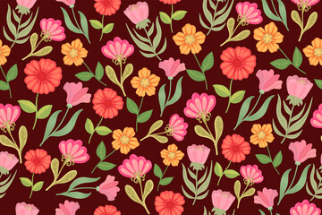Seamless floral pattern. Seamless pattern with colorful flowers for your design projects as textile, wrapping paper, invitations, clothes and others.
