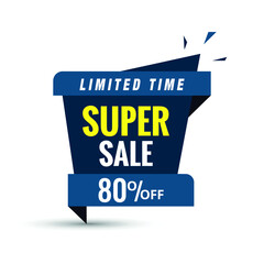 Super Sale Sign, banner, template, design, Limited Time end of season Super offer banner. Vector illustration, EPS