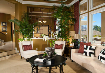 Living room interior design with furniture