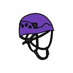 climbing helmet doodle icon, vector color line illustration