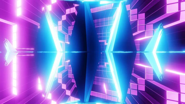 VJ LOOP glowing spark neon purple kaleidoscope. Abstract Vj Flickering seamless VJ neon HD.