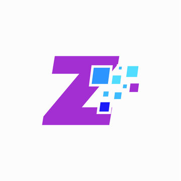 Z initial letter pixel design logo icon vector image