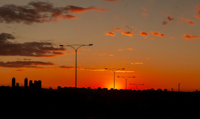 sunset over the city