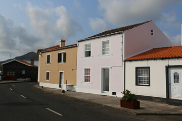 Fototapeta na wymiar Colorful houses, Graciosa island, Azores