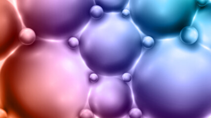 Abstract trendy background with dynamic 3d spheres. Vector illustration of glossy bubble balls.