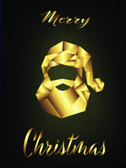Golden geometric Santa Claus Logo and Merry Christmas text