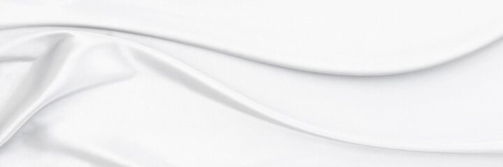 Fototapeta premium White gray satin texture that is white silver fabric silk panorama background with beautiful soft blur pattern natural.