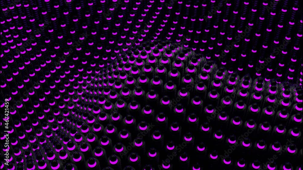 Poster abstract wavy texture of flowing purple and black particles, seamless loop. design. big ripples of c