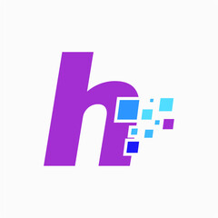H initial letter pixel design logo icon vector image
