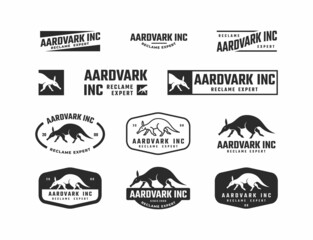 Fototapeta premium aardvark monogram logo set vector