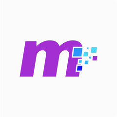 M initial letter pixel design logo icon vector image