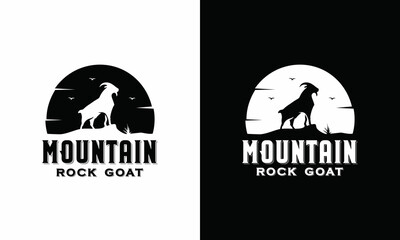 majestic mountain rock goat standing silhouette