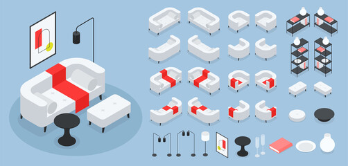 Isometric Living Room Furniture Set
